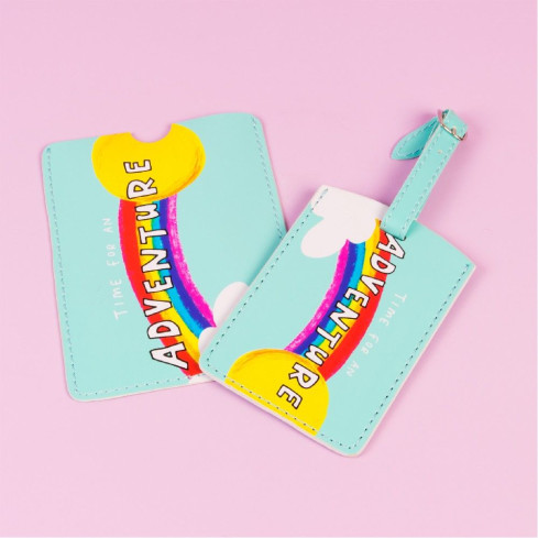 The Happy News Time For An Adventure Passport Holder and Luggage Tag Set